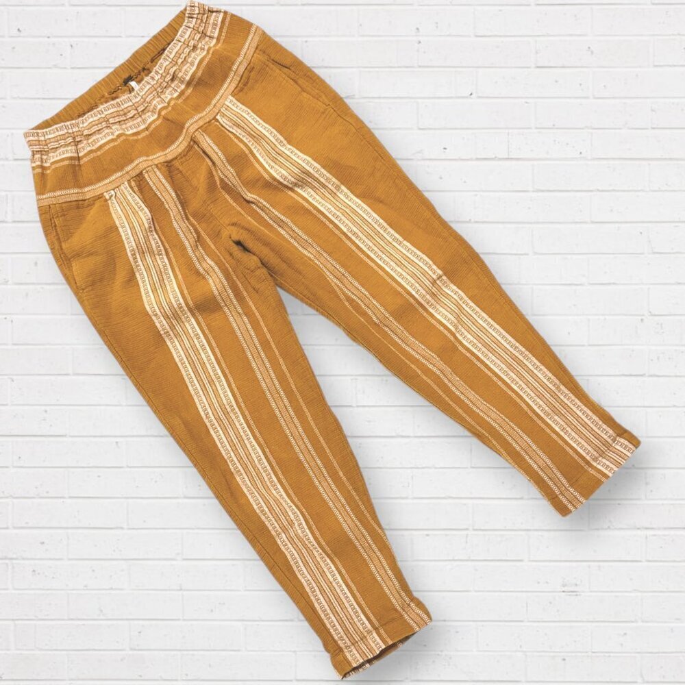 FREE PEOPLE Wide Yoke Cotton Boho Pull On Pants Mustard XS